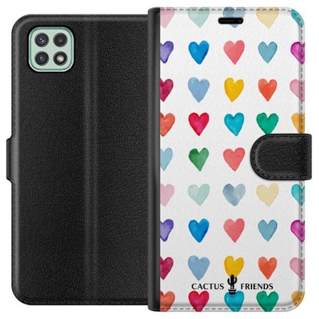 Yhteensopiva Lompakkokotelo Samsung Samsung Galaxy A22 5G Cactus and Friends - Watercolor Love Grid