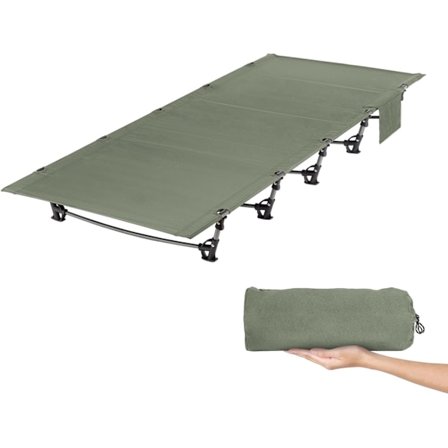 Vikbar Campingsäng, Ultrastark och Hållbar, 191 x 65 x 17 cm, för Tält, Utomhusvandring, Resor, Mörkgrön