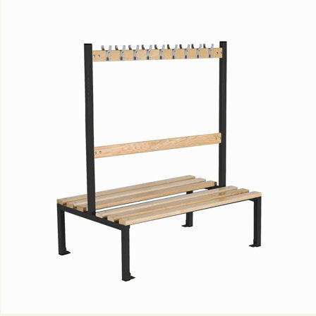 Double school bench ELITE, 18 hooks, 1200x760x1370 mm, black