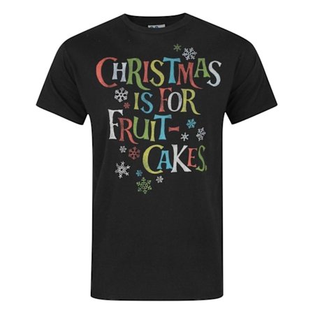 Junk Food Mens Christmas Is For Fruit-Cakes T-Shirt S Svart