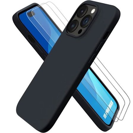 Coque - E.F.CONNECTION - för iPhone 15 Pro Max - Silikon TPU - Ultra Slim - Svart - Skydd i Härdat Glas