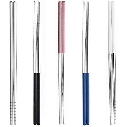 5 kpl Metallisia Syömäpuikkoja, 304 Ruostumattomasta Teräksestä Valmistetut Uudelleenkäytettävät Syömäpuikot