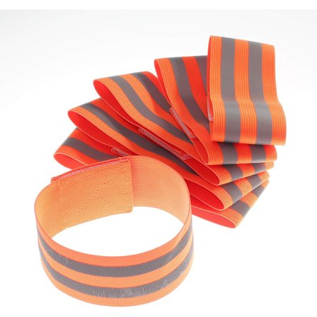 Orange 6X elastiska reflexarmband, säkerhetsreflexband för promenader, cykling, hund, promenader, jogging, cykling, justerbar hög synlighet 