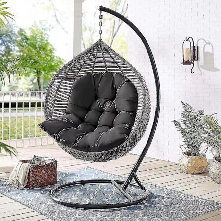 Hage Innendørs Hengeegg Swing Hengekøyestol Tykk Putesete (120*80, Stil 5)