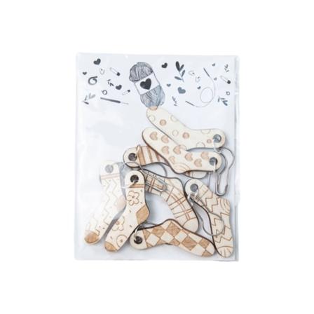 Virkad trämarkör Snidade trämarkörer Låsstygnsmarkör Sticktillbehör Vävt markörspänne snidat 8pcs socks