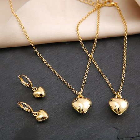 4 stk/sett Utsøkt hjerte øredobber Halskjede Damearmbånd Fas