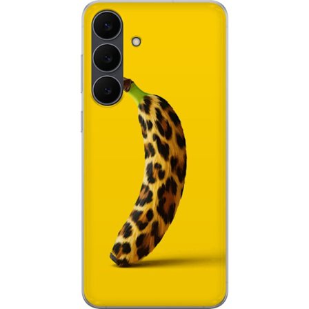 Kompatibelt Mobildeksel til Samsung Galaxy S25 FE Banan med leopardmønster mot gult bakgrunn i en kreativ og leken design
