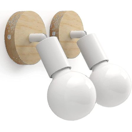 Vintage Trævæglampe Indendørs 180 Grader Rotérbar Retro Industriel E27 Vægslampe