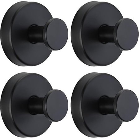 Sugekoppkroker - 4-pakning - Håndklekroker - for vinduer, glass, bad, kjøkken - Svart, A