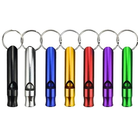 7 stk. Aluminium Fløjte Aluminium Legering Overlevelsesfløjte Ekstra Høj Aluminium Fløjte til Træning af Kæledyr, Sport Dommer, Vandreture