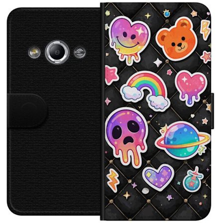 Yhteensopiva Lompakkokotelo Samsung Galaxy Xcover 3 Värikäs kawaii-kuvakkeet sydämillä, sateenkaarella, planeetoilla ja tähdillä