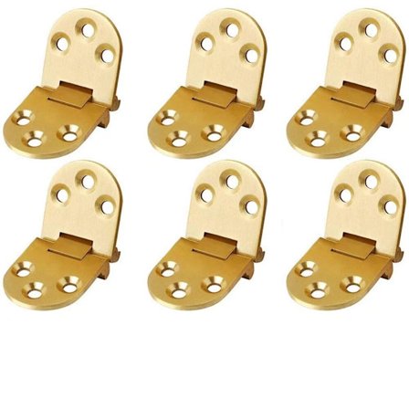 6 stk flate sammenleggbare skapdørhengsler, symaskinbord; sinklegering sammenleggbar klaffhengsel, gull(80*30mm)