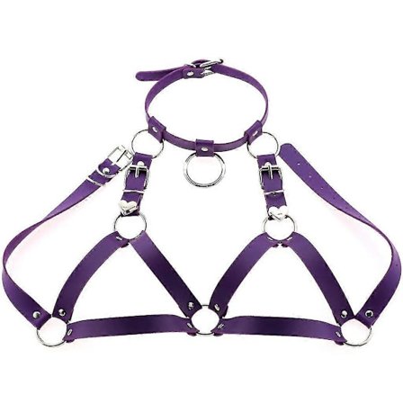 Punk Cupless BH Sele BH Topp Bröstfäste Brachain Läder BH Sele