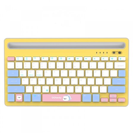 Trådlöst Bluetooth-tangentbord, bärbart kontor, tunt tangentbord med genvägar, kompakt tangentbord, 10 m räckvidd, tyst, gult tangentbord