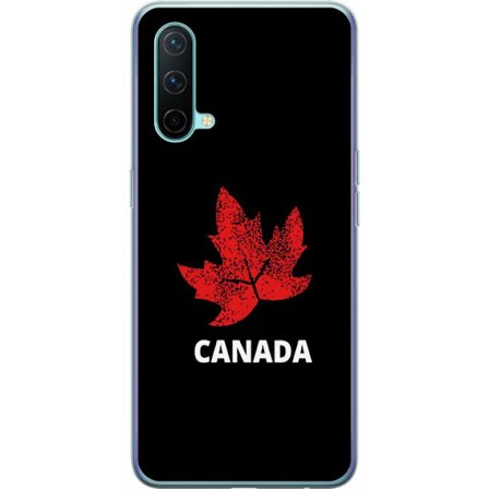 Kompatibel Mobilcover til OnePlus OnePlus Nord CE 5G Grafisk ahornblad symbol i rødt mod sort baggrund med klar canadisk reference og minimalistisk d