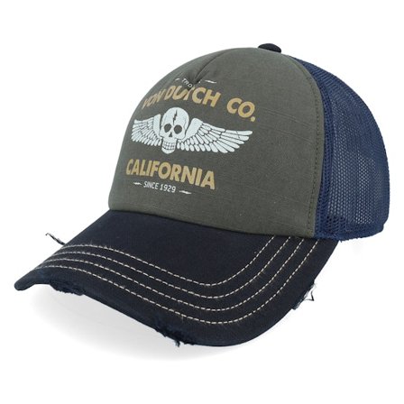 Von Dutch - Grün trucker Cap - Screen Print Navy/Dark Green/Black A-Frame Trucker @ Hatstore
