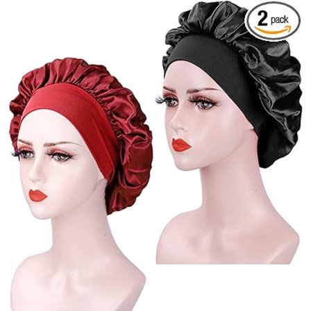 2 stk. satin nat-hårhætte, silke nat-hårhætte til kvinder