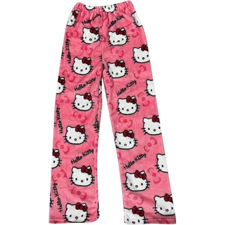 Hello Kitty Flanell Pyjamas Bløde Kawaii Pyjamas Hjemmebukser Tegneserie Casual Anime Komfortable Efterårs- og Vintervarme Pyjamas Casual Bukser Rose 