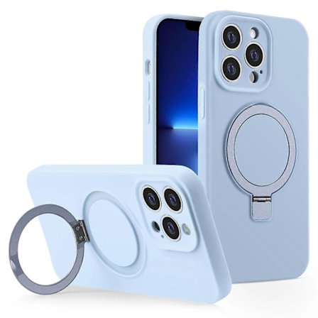 For iPhone 13 Pro Max Deksel Magnetisk Støtte Fleksibel Flytende Silikon Telefondeksel