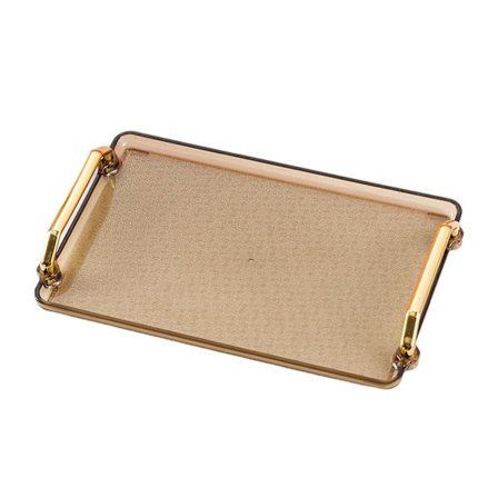 Rektangulær serveringsbakke med håndtag, serveringsfade til badeværelse, hjemmefester, mørkegrøn LWC