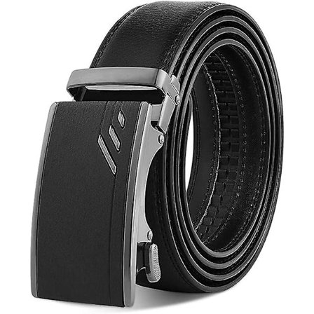 Herre Ægte Læder Bælte - Justerbart Skraldebælte Automatisk Spænde Jeans Bælter Justerbar Rem Sort Til Herre Jakkesæt Bukser Arbejdsbukser Nøglering