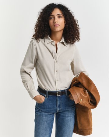 GANT Damen Regular Fit Cordbluse (34) Beige