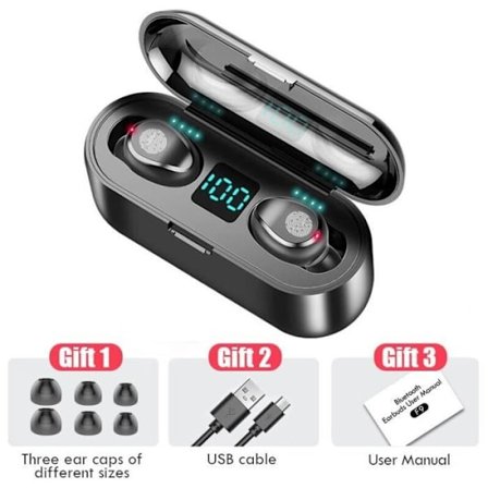 9D Stereo Bluetooth 5.0 Øretelefoner Trådløst Headset med Mikrofon 2000 mAh Power Bank til [1FD55BA]