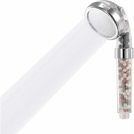 Brusehoved - Original højtryksfiltreret ionbrusehoved med 3 sprayindstillinger - egnet til alle typer brusere