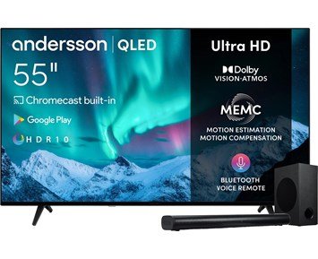 Andersson QLED5550UHD + SRS 2.4 - Black - 55" 4K QLED-TV med soundbar och subwoofer