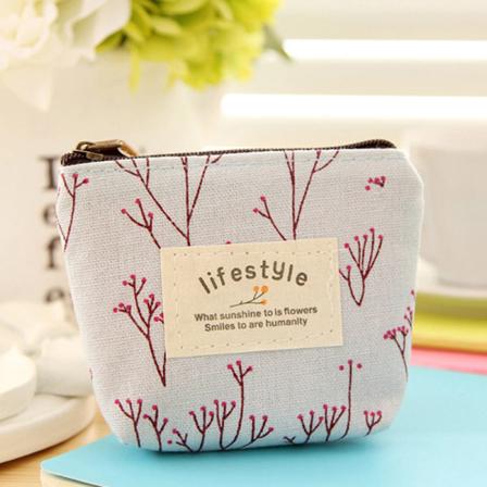 Mode blommönster mynt plånböcker små färska canvas mynt vägg D