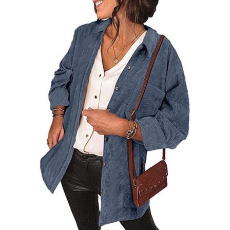 Damer Enfärgad Button Down Tunika Skjorta Långärmad Blus