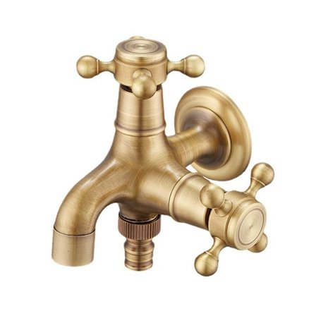 Helt mässing borstad dubbel användning tvättmaskin kran badrumshörn kran trädgård utomhus mixer