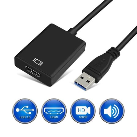 USB 3.0 til HDMI Adapter HD 1080P Videokabel Adapter Konverter med Lydoutput