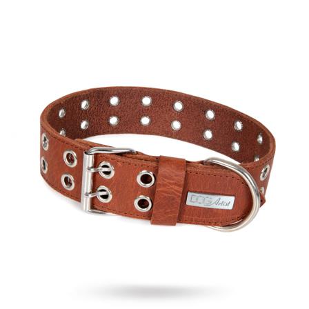 ROCK Brown - Läder Hundhalsband - Scarfes, Charms & Halsbandssmycken, Draglinor, Läder- & Textilhalsband på Doggie.se