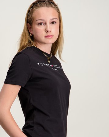 Tommy Hilfiger ESSENTIAL TEE S/S Noir T-shirts Fille - Kids Brand Store