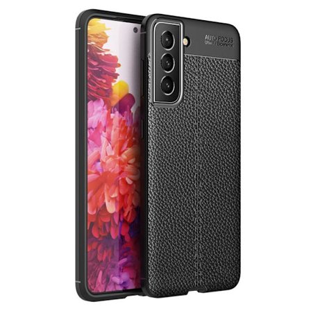 Litchi Texture Soft TPU Taske til Samsung Galaxy S22 - Sort