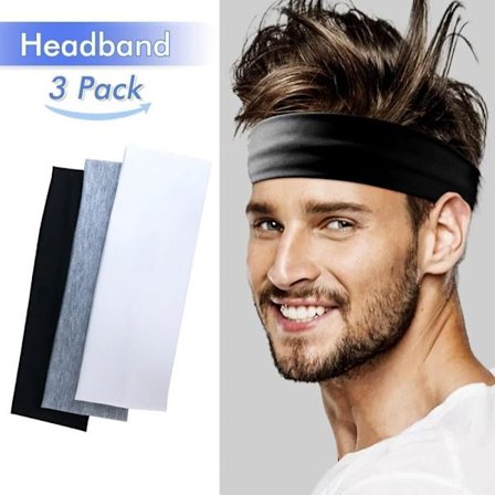 Hårbånd sommer sport 3-pakning, elastiske bomullshårbånd med antiskli for yoga, løping og treningsstudio