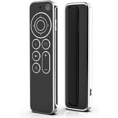 Apple TV-fjärrkontrollfodral (svart) 4k 2021 Mjukt TPU-skyddsfodral, Repfritt TV-fjärrkontrollfodral, Fallskydd - Transparent silverkant