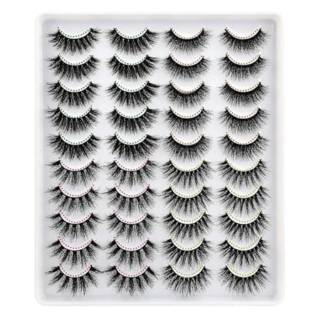Lanflower Falska Fransar Naturligt Utseende Dramatiska 3D Fransar Pack Faux Mink 20 Par 4 Stilar - -