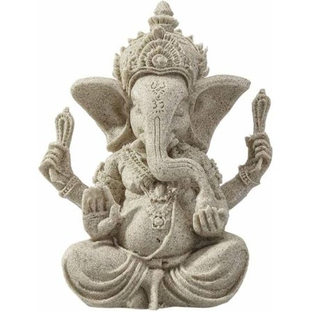 Sandstens Elefant Skulptur Ganesha Buddha Figur Handgjord