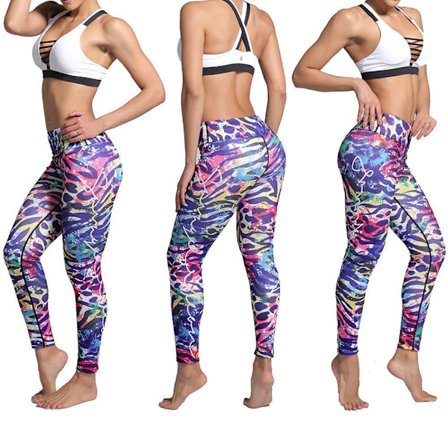 Färgglada Djurmönstrade Yoga Leggings