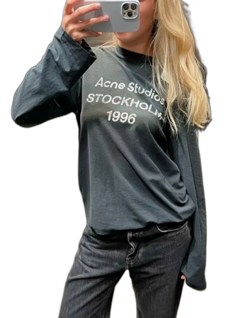 Distressed Mörkgrå/Navy långärmad t-shirt Acne Studios Stockholm 1996