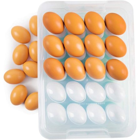 Äggställ, 3-vånings Deviled Egg bricka med lock Äggkartongdispenserbehållare med handtag, rymmer 60 ägg
