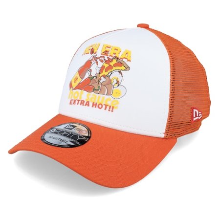 New Era - Oransje trucker Caps - Hot Sauce Food White/Orange Trucker @ Hatstore