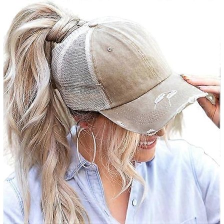 Naisten Ponytail Korkea Sotkuinen Nuttura Hatut Kulutetut Baseball-lippikset Rakentamattomat Pesty Isähattu Tyttöjen Rekkamies Ponycaps (FMY)