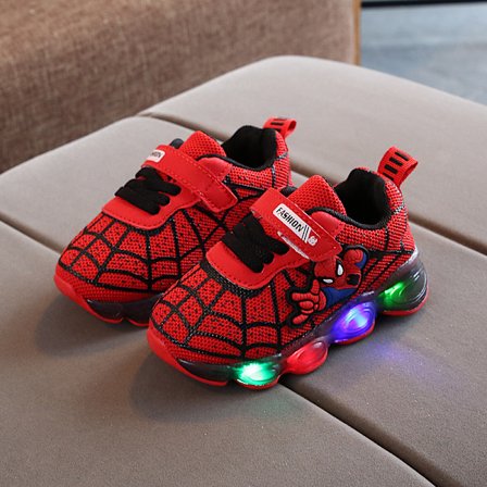 Børns Sportsko Spiderman Lighted Sneakers Børn Led Lysende Sko Til Drenge Rød