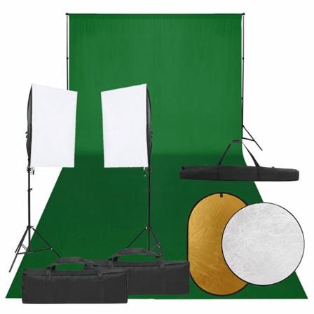 Vidaxl Fotostudio Med Lampor, Bakgrund Och Reflexskärm Svart