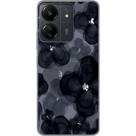 Kompatibelt Mobildeksel til Xiaomi Redmi 13C Abstrakt mørkt blomstermønster i svartgrå toner med en elegant og dramatisk følelse