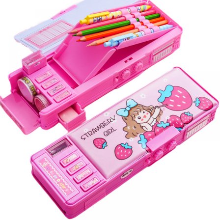 Pop-up multifunksjonell tegneserie blyantveske Nydelig blyantveske Manager Stasjonær med dobbel passordlås Egnet