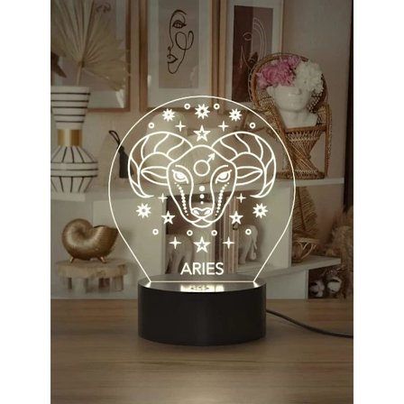 3D Eläinradan Horoskooppi Yövalo Lamppu 7 Väriä Vaihtuva Kosketus Musta Jalusta Kaukosäätimellä Syntymäpäivälahja